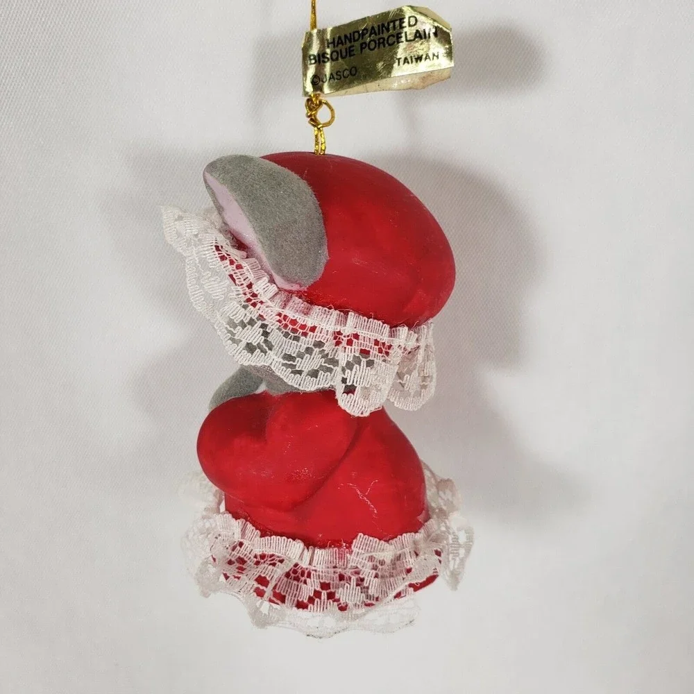 Vintage Jasco Soft N Snoozy Chimers Bisque Porcelain Flocked Bell Style Ornament